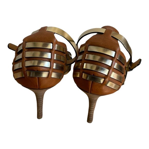 Coach brown and gold strap heels sandals - Picture 3 of 9